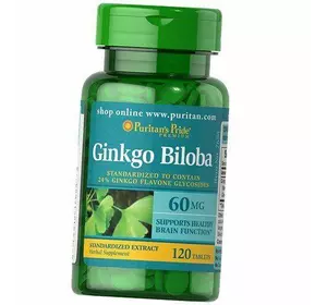 Гинкго Билоба Экстракт, Ginkgo Biloba Standardized Extract 60 Tab, Puritan's Pride  120таб (71367009)