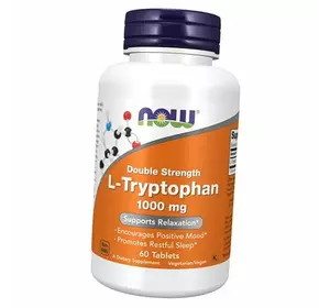 Триптофан, двойной концентрации, L-Tryptophan 1000, Now Foods  60таб (27128030)