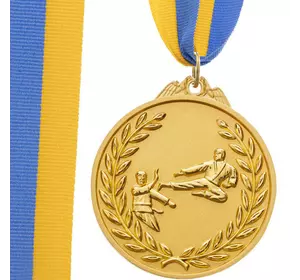 Медаль спортивная с лентой двухцветная Каратэ C-7026 FDSO    Золотой (33508369)
