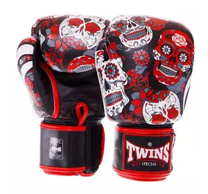 Перчатки боксерские кожаные Skull FBGVL3-53 Twins  14oz Красно-черный (37426148)