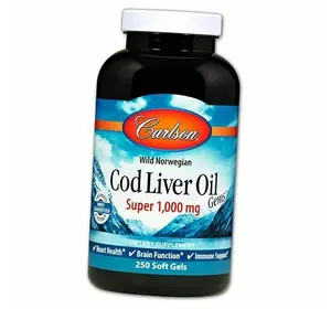 Рыбий жир из печени трески, Cod Liver Oil Super 1000, Carlson Labs  250гелкапс (67353007)