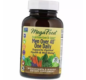 Витамины для мужчин после 40 лет, Men Over 40 One Daily, Mega Food  30таб (36343004)