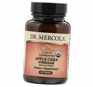 Органический Яблочный уксус и Кайенский перец, Organic Fermented Apple Cider Vinegar and Cayenne, Dr. Mercola  30таб (72387002)