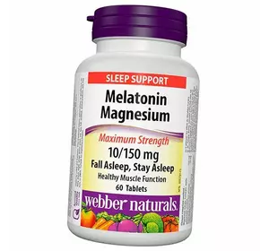 Мелатонин с Магнием, Melatonin Magnesium Maximum Strength, Webber Naturals  60таб (72485004)