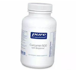Куркумин с биоперином, Curcumin 500 with Bioperine, Pure Encapsulations  60вегкапс (71361008)