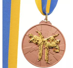 Медаль спортивная с лентой двухцветная Тхэквондо C-7029     Бронзовый (33508370)