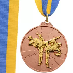 Медаль спортивная с лентой двухцветная Тхэквондо C-7029     Бронзовый (33508370)