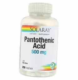 Пантотеновая кислота, Pantothenic Acid 500, Solaray  250вегкапс (36411032)