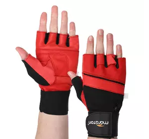 Перчатки для тяжелой атлетики MAR-504 Maraton  XL Черно-бордовый (07446045)
