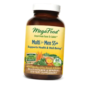Мультивитамины для мужчин 55+, Multi for Men 55 plus, Mega Food  60таб (36343014)