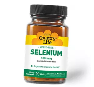 Селен, Бездрожжевой L-Селенометионин, Selenium 100, Country Life  90таб (36124062)