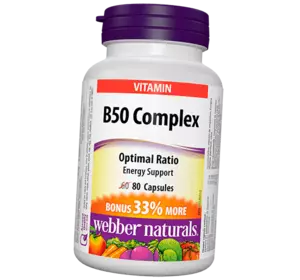 Витамины группы В, B50 Complex, Webber Naturals  80капс (36485012)