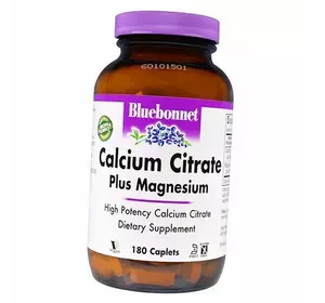 Цитрат Кальция и Магний, Calcium Citrate plus Magnesium, Bluebonnet Nutrition  180каплет (36393063)