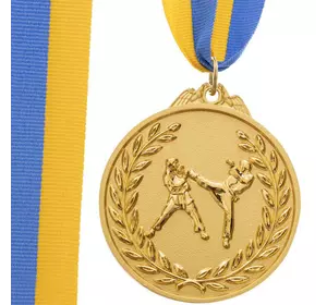 Медаль спортивная с лентой двухцветная Единоборства C-4853     Золотой (33508368)