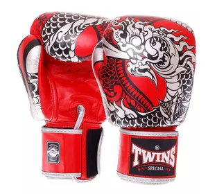 Перчатки боксерские кожаные Nagas FBGVL3-52 Twins  10oz Серебряно-красный (37426146)