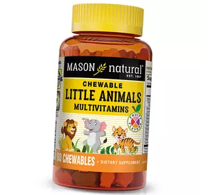 Мультивитамины для детей, Chewable Little Animals Multivitamins, Mason Natural  60таб Фруктовый (36529055)