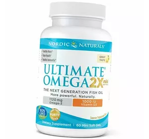 Рыбий жир с Витамином Д3, Ultimate Omega 2X Mini with Vitamin D3, Nordic Naturals  60гелкапс Лимон (67352036)