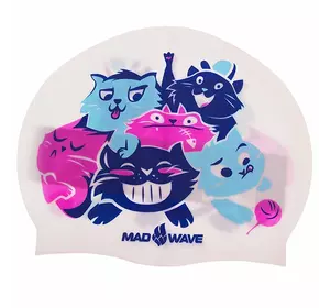 Шапочка для плавания детская Cats M057810 Mad Wave   Белый (60444171)