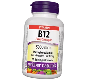 Витамин В12, Метилкобаламин, Vitamin B12 Extra Strength 5000, Webber Naturals  60таб (36485013)