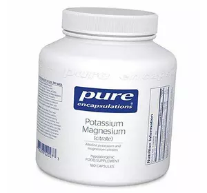 Кальций Магний, Potassium Magnesium citrate, Pure Encapsulations  180капс (36361084)