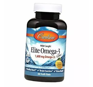 Омега-3, Elite Omega-3, Carlson Labs  60гелкапс Лимон (67353010)