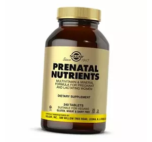 Витамины для беременных, Prenatal Nutrients, Solgar  240таб (36313001)