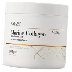Морской коллаген с Гиалуроновой кислотой, Marine Collagen + Hyaluronic Acid + Vitamin C, Ostrovit  200г Кокос-персик (68250012)