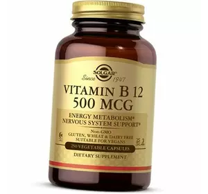 Витамин В12, Цианокобаламин, Vitamin B12 500 Caps, Solgar  250вегкапс (36313226)