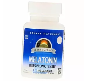 Мелатонин, Melatonin 1, Source Naturals  100леденцов Мята (72355002)