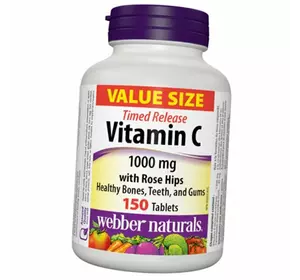 Витамин С с Шиповником, Vitamin C Timed Release with Rose Hips, Webber Naturals  150таб (36485035)