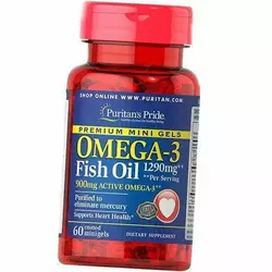 Омега-3, Omega-3 Fish Oil 1290 Mini Gels, Puritan's Pride  60гелкапс (67367011)