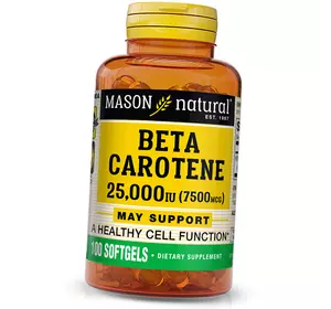 Бета Каротин, Beta Carotene 25000, Mason Natural  100гелкапс (72529007)