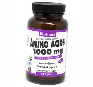 Аминокислоты для роста мышц, Amino Acid 1000, Bluebonnet Nutrition  90каплет (27393007)
