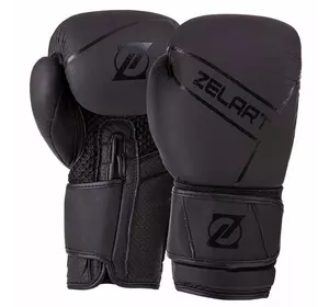 Перчатки боксерские кожаные на липучке VL-3149 Zelart  10oz Черный (37363126)