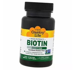 Биотин, Biotin 5000, Country Life  120вегкапс (36124037)