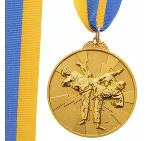 Медаль спортивная с лентой двухцветная Тхэквондо C-7029     Золотой (33508370)