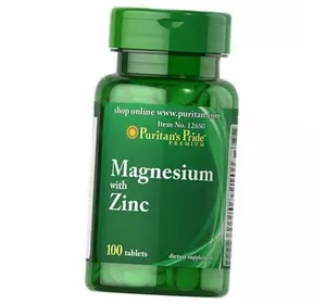 Магний и Цинк, Magnesium with Zinc, Puritan's Pride  100таб (36367227)