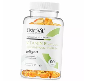 Комплекс Натуральных Токоферолов с Витамином Е, Vitamin E Natural Tocopherols Complex, Ostrovit  90капс (36250066)