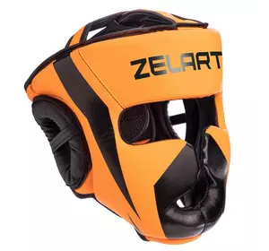 Шлем боксерский с полной защитой BO-7041 Zelart  M Оранжево-черный (37429473)