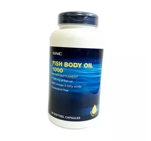 Омега-3, Fish Body Oils 1000, GNC  180гелкапс (67120001)