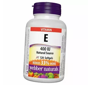 Витамин Е, Vitamin E 400, Webber Naturals  120гелкапс (36485018)