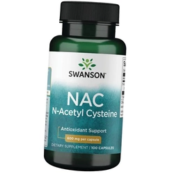 N-ацетил Цистеин, NAC N-Acetyl Cysteine 600, Swanson  100капс (70280020)