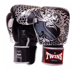 Перчатки боксерские кожаные Nagas FBGVL3-52 Twins  10oz Серебряно-черный (37426146)