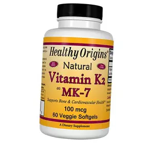 Витамин К2, Менахинон-7, Vitamin K2 MK-7 100, Healthy Origins  60вег.гелкапс (36354025)