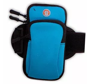 Чехол-кошелек на руку для бега C-0326 No branding   Черно-голубой (39429043)
