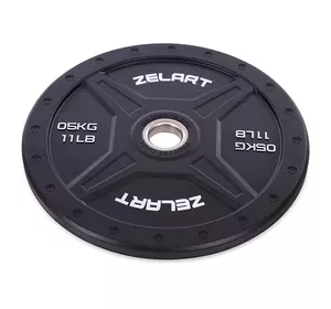 Блины (диски) бамперные для кроссфита Bumper Plates TA-2258 Zelart  5кг  Черный (58363160)