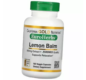 Экстракт Мелиссы Лекарственной, EuroHerbs Lemon Balm Extract, California Gold Nutrition  180вегкапс (71427003)