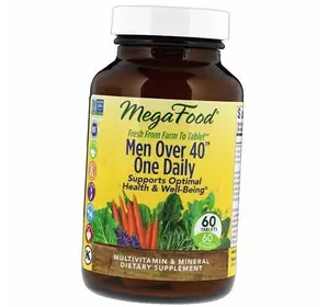 Витамины для мужчин после 40 лет, Men Over 40 One Daily, Mega Food  60таб (36343004)
