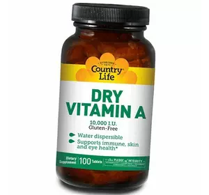Витамин А, Dry Vitamin A 10000, Country Life  100таб (36124084)