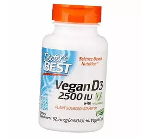 Веганский Витамин Д, Vegan D3 2500, Doctor's Best  60вегкапс (36327057)